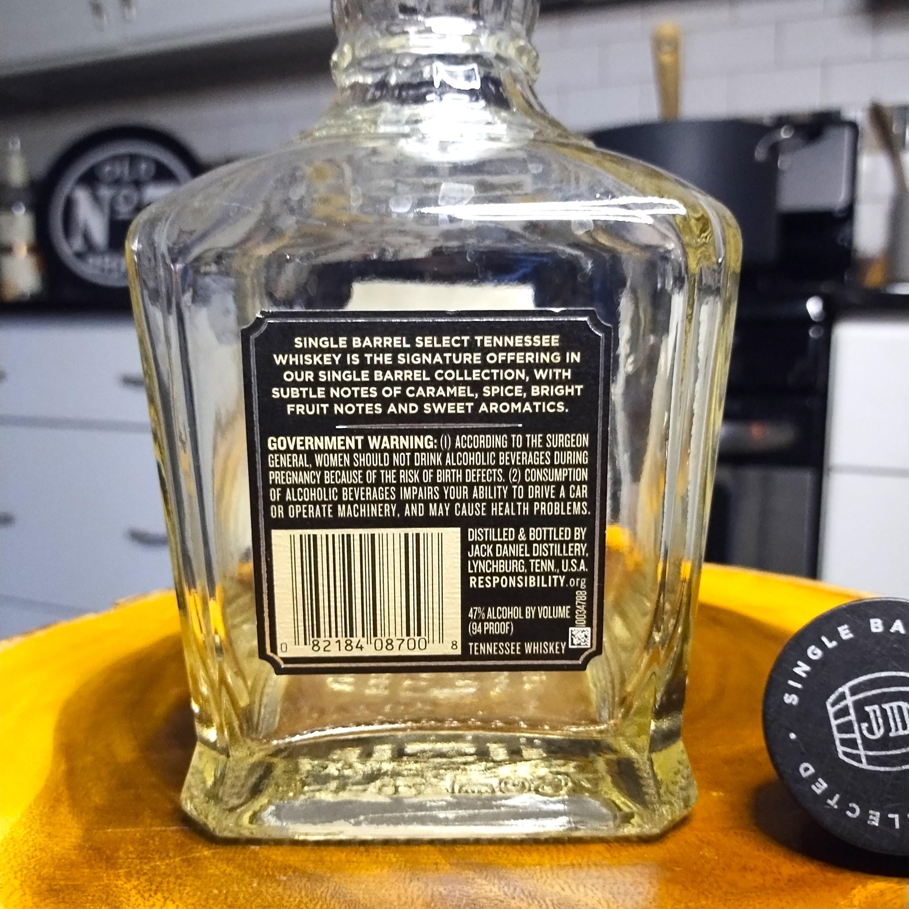 Jack Daniels Single Barrel Select - Tennessee Whiskey Bottle