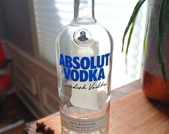 Empty Absolut vodka bottle, 1 L size - rinsed, lid not included