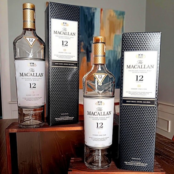 Empty Macallan 12-year Scotch Whisky Bottle and Box Set