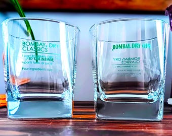 Bombay Gin rocks glasses, set of 2 - gin and tonic glasses