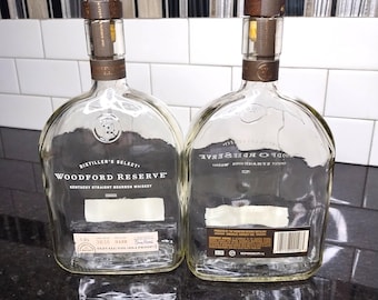 Empty Woodford Reserve bottle - rinsed, cork included, 750 ML or 1 Liter size