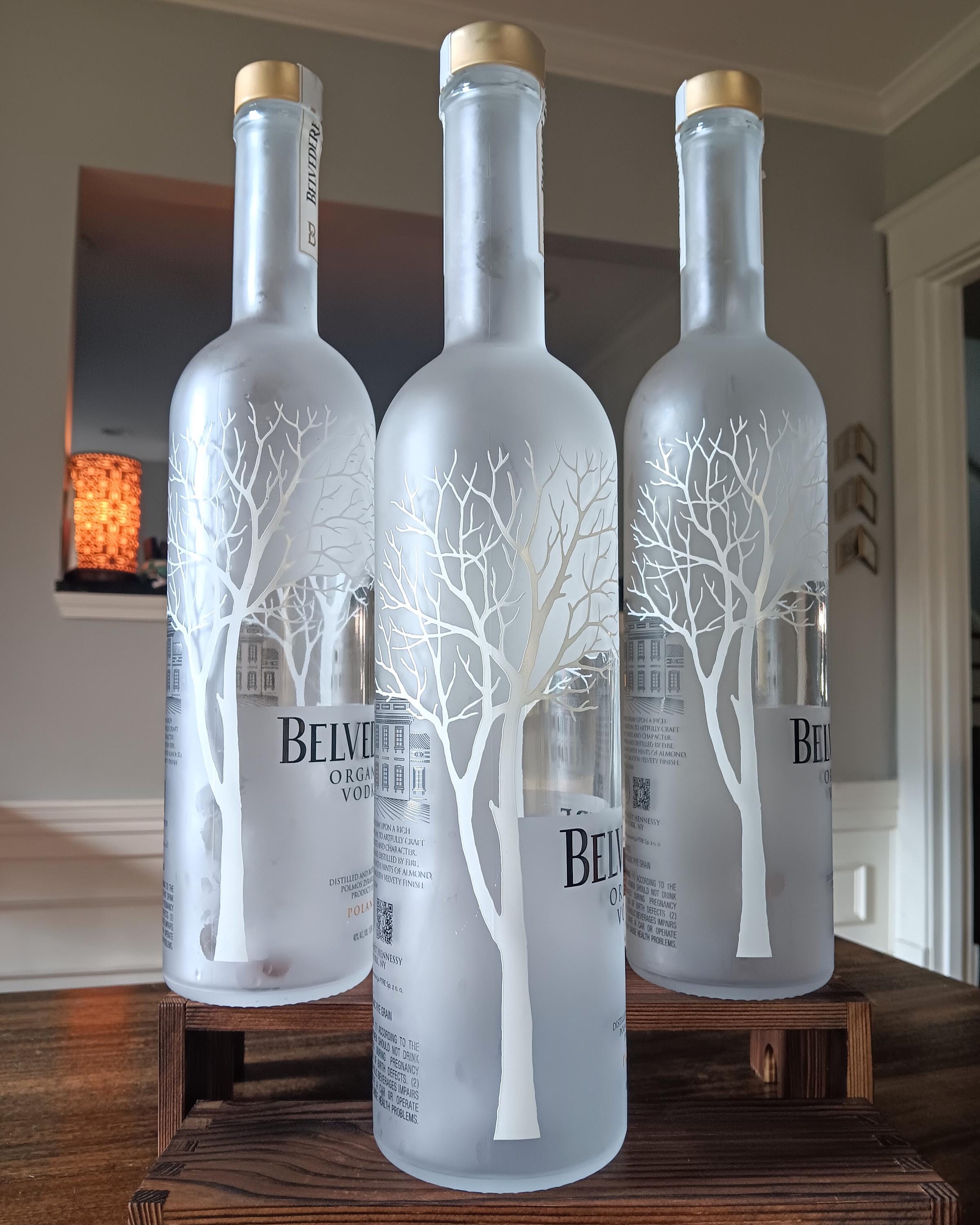 Empty Belvedere Vodka Bottle, 750 ML Size - Rinsed With Lids