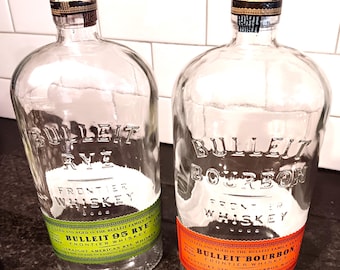 Empty Bulleit and Bulleit Rye bourbon 3, 6 or 12 bottles - rinsed, corks included