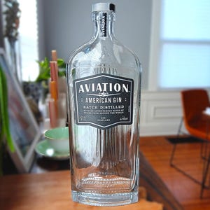 Empty Aviation Gin bottle, 1 Liter - rinsed with lid Included