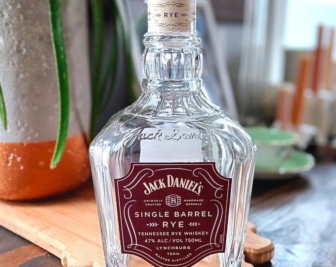 Empty Jack Daniels Single Barrel Rye Bottle | Rinsed, Upcycled | Cork ...