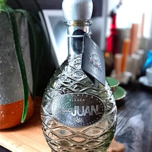 Empty Number Juan Tequila bottle with story booklet | Number Juan Tequila Blanco | Tequila decor | Ron White