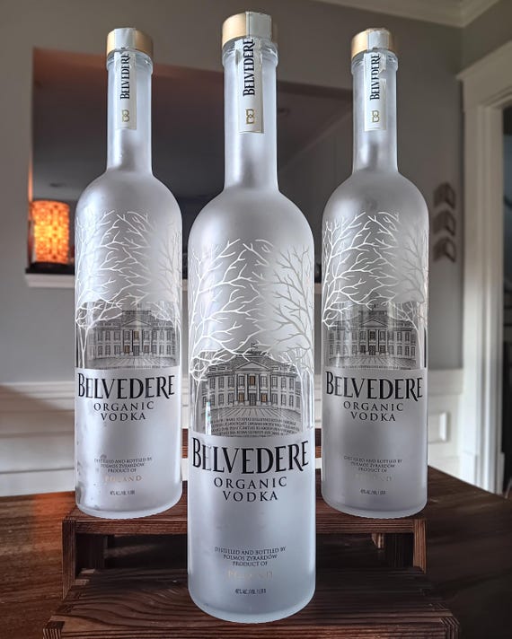 Empty Belvedere Vodka Bottle, 750 ML Size - Rinsed With Lids