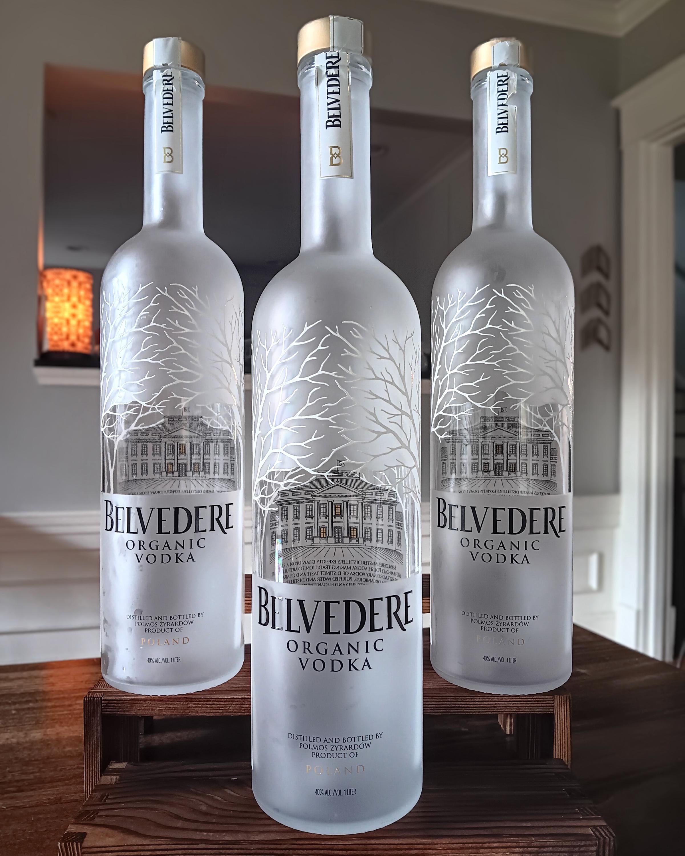 Empty Belvedere Vodka Bottle, 750 ML Size - Rinsed With Lids