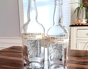 Traveller Whiskey Bottle, 750 ML or 1 L - EMPTY, rinsed, cork included