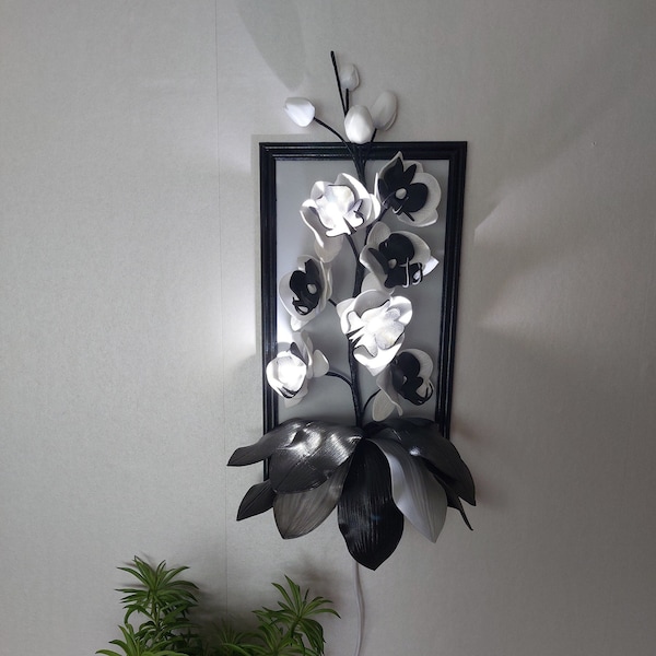 Lampe fleur isolon géante, applique murale de style peinture 3D, lampe de nuit, lampe fleur d'orchidée