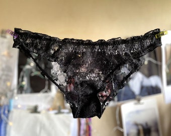 Frou-Frou Cosplay Bloomer Mutandine da donna Velo di pizzo floreale nero