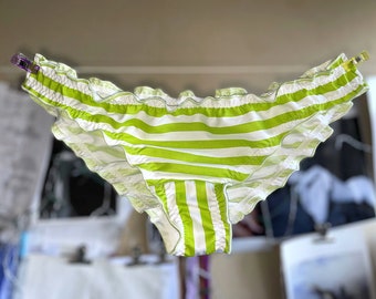 Culotte Frou-Frou Cosplay Bloomer Femme Candy Stripe Rayures Vert pomme Blanc