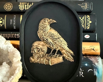 Gothic Dark Academia Raven Wall Plaque