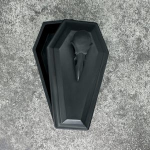 Handmade Gothic Coffin Trinket Box: Black Jesmonite Jewelry Storage