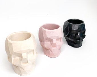 Geometric Skull Plant Pot: Handmade Gothic Home Decor