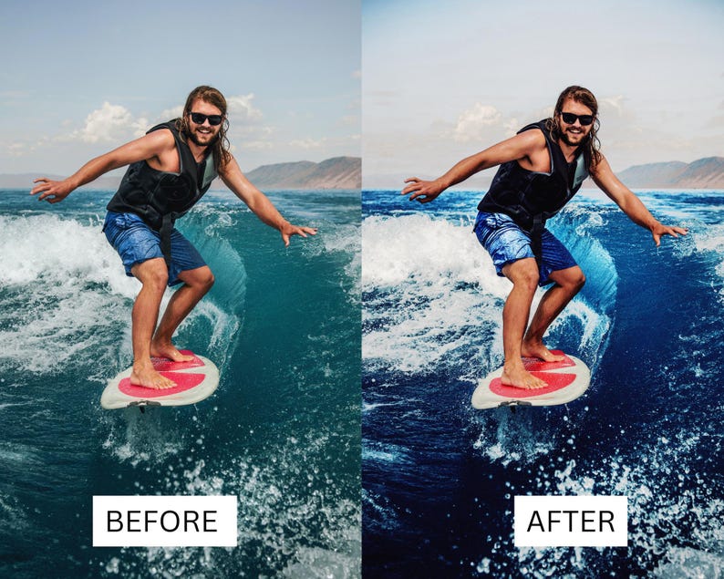 60 Water Sports LUTs | Ocean Cinematic Color Grading for GoPro, CapCut & Premiere Pro | Surfing, Kitesurfing, Waves LUT Pack image 2