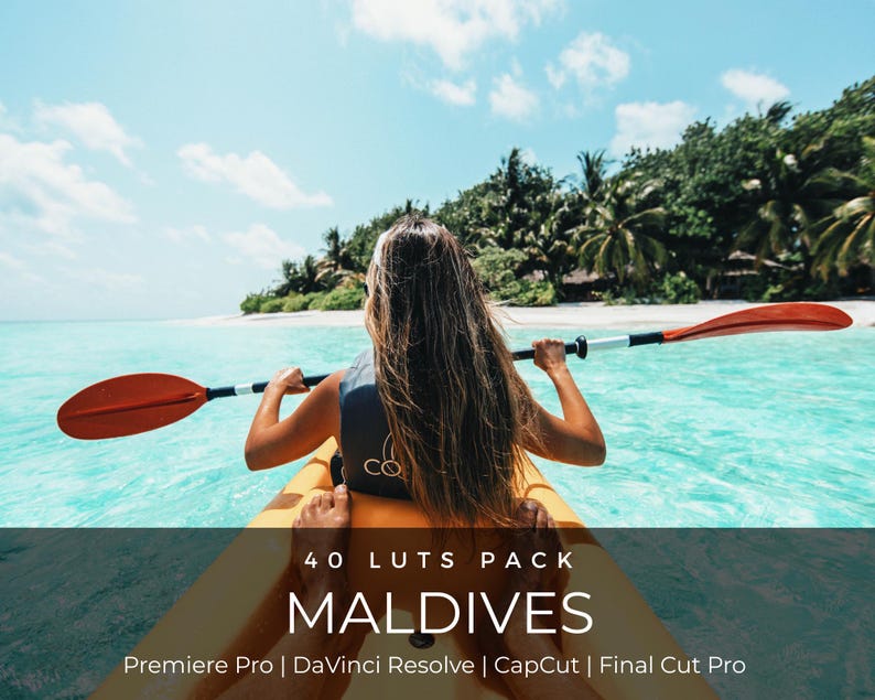 40 Malediven Kinetische LUTs | Tropical Ocean Blue Color Grading für CapCut, Premiere Pro, DaVinci Relösung | Reisen & Luxusresort LUT Pack Bild 1