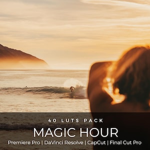 40 LUTs de la hora dorada / Corrección de color cinematográfica al atardecer para Premiere Pro, CapCut y DaVinci Resolve / Paquete de LUTs con aspecto de película cálida imagen 1
