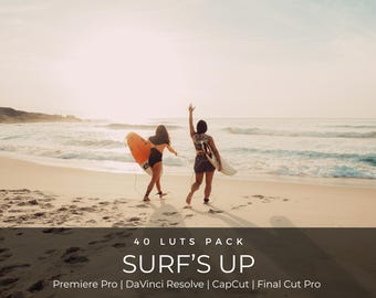 40 Surfing Cinematic LUTs | Summer Beach Ocean Color Grading for Premiere Pro, CapCut & DaVinci Resolve | Travel Video LUT Pack