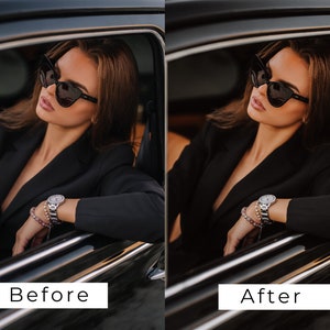 Op de afbeelding: Een vrouw in een zwart blazer en zonnebril zit in een auto. Ze draagt een zilveren horloge en een armband om haar pols.