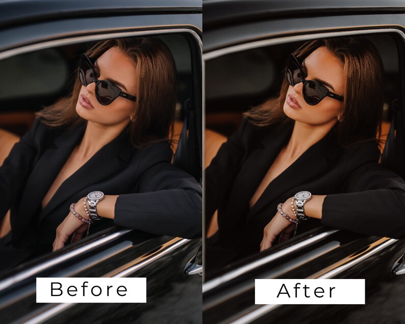 Op de afbeelding: Een vrouw in een zwart blazer en zonnebril zit in een auto. Ze draagt een zilveren horloge en een armband om haar pols.