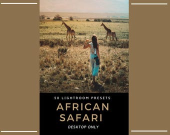 50 ajustes preestablecidos de Lightroom para safaris africanos / Fotografía de vida salvaje / Edición documental de los Cinco Grandes / Filtros cinematográficos para fotos de animales (solo para escritorio)
