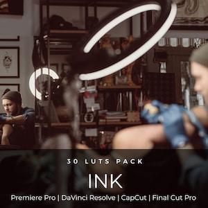 30 Tattoo Artist LUT Pack | Cinematic Ink Studio Color Grading LUTs for Premiere Pro, CapCut & DaVinci Resolve | Dark Moody Film Look