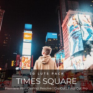 20 LUTs de Times Square, Nueva York / Paquete de corrección de color de luces de neón de la ciudad para Premiere Pro, CapCut y DaVinci Resolve / LUTs cinematográficos urbanos