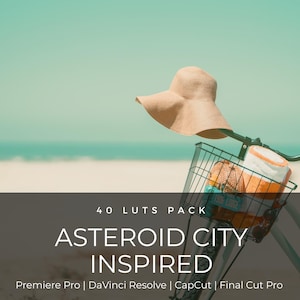 40 LUTs cinematográficos en tonos pastel / Paquete de corrección de color inspirado en Asteroid City / Estilo de película veraniega al estilo Wes Anderson para Premiere Pro y CapCut