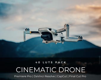 40 LUTs cinematográficos para drones / Paquete de LUTs para corrección de color de océanos y paisajes para Premiere Pro, CapCut, DaVinci Resolve / Estilo de película de viajes