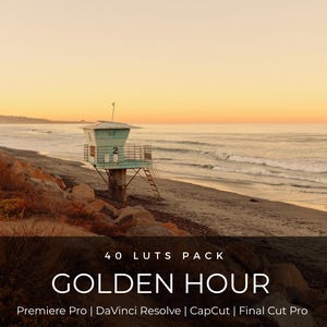 40 LUT:er för gyllene timmen | Färggradering för solnedgång, strand och landskap | LUT:er för filmvideo | Premiere Pro, CapCut, Final Cut Pro, DaVinci Resolve