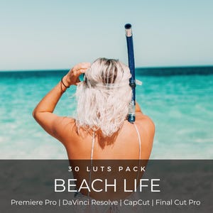 30 Tropical Beach LUTs | Turquoise Blue Ocean Color Grading for CapCut, Premiere Pro & DaVinci Resolve | Summer Travel Video LUT Pack image 1