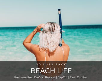 30 Tropical Beach LUTs | Turquoise Blue Ocean Color Grading for CapCut, Premiere Pro & DaVinci Resolve | Summer Travel Video LUT Pack