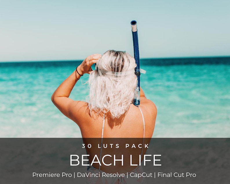 30 Tropical Beach LUTs | Turquoise Blue Ocean Color Grading for CapCut, Premiere Pro & DaVinci Resolve | Summer Travel Video LUT Pack image 1