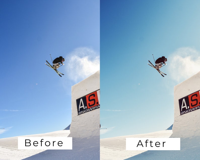 Puede incluir: Un esquiador en el aire realizando un truco sobre una rampa de nieve con un cielo azul de fondo. La rampa tiene un cartel que dice "A.S. Snowpark".