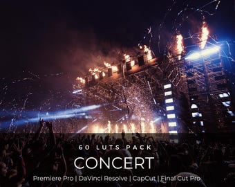 60 Concert Cinematic LUTs | Festival & DJ Color Grading LUT Pack for Premiere Pro, CapCut, DaVinci Resolve | Neon Nightlife Video LUTs