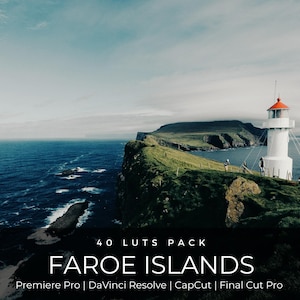 40 Faroe Islands LUTs | Nordic Cinematic Landscape Color Grading for Premiere Pro, CapCut & DaVinci Resolve | Moody Travel Film Look image 1
