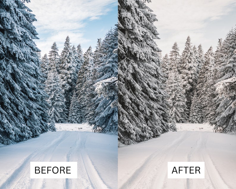 50 vinterfilmiska LUT-paket | Färggraderings-LUT:er för snö och alpina landskap för Premiere Pro, CapCut, DaVinci Resolve | Förinställningar för filmutseende bild 6