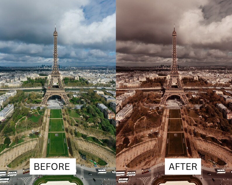 40 LUTs de París oscuro y melancólico / Corrección de color con estética de cine negro para Premiere Pro, CapCut y DaVinci Resolve / Paquete de LUTs cinematográficos de la Torre Eiffel imagen 7