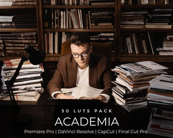 50 Dark Academia LUT's | Moody-filmkleurgradatie voor Premiere Pro, CapCut en DaVinci Resolve | Vintage Study Aesthetic LUT-pakket