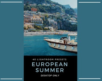 40 presets de Lightroom para verano europeo / Costa Amalfitana / Positano / Italia / Viajes / Vacaciones en el Mediterráneo (solo para escritorio)