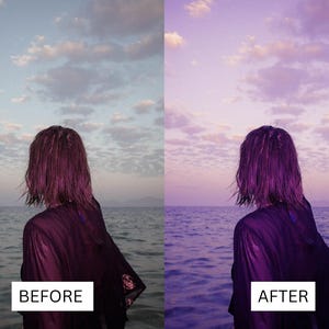 50 paarse zonsondergang LUT's | Dusk Beach Cinematische kleurgradatie voor Premiere Pro, CapCut en DaVinci Resolve | LUT-pakket kustlandschap afbeelding 10