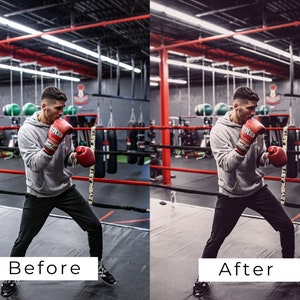 K&ouml;nnte beinhalten: Ein Boxer in einem grauen Hoodie und schwarzen Hosen trainiert in einem Boxring. Der Boxer tr&auml;gt rote Boxhandschuhe und befindet sich in einer Kampfhaltung. Der Boxring befindet sich in einem Fitnessstudio mit roter und schwarzer Farbgebung.
