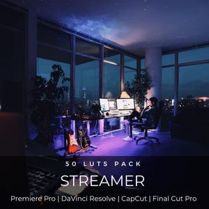 50 Streamer Gaming LUTs | Neon Lila RGB Color Grading für Twitch & YouTube | Premiere Pro, CapCut LUT-Pack