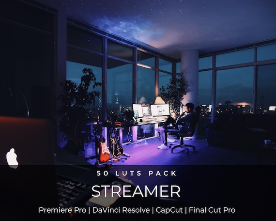 50 Streamer Gaming LUTs | Neon Purple RGB Color Grading for Twitch & YouTube | Premiere Pro, CapCut LUT Pack