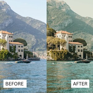 K&ouml;nnte beinhalten: Ein wei&szlig;es Haus mit rotem Dach steht auf einer kleinen Insel in einem See. Das Haus ist von &uuml;ppigem Gr&uuml;n umgeben und der See von Bergen. Ein kleines Boot befindet sich im Wasser vor dem Haus.