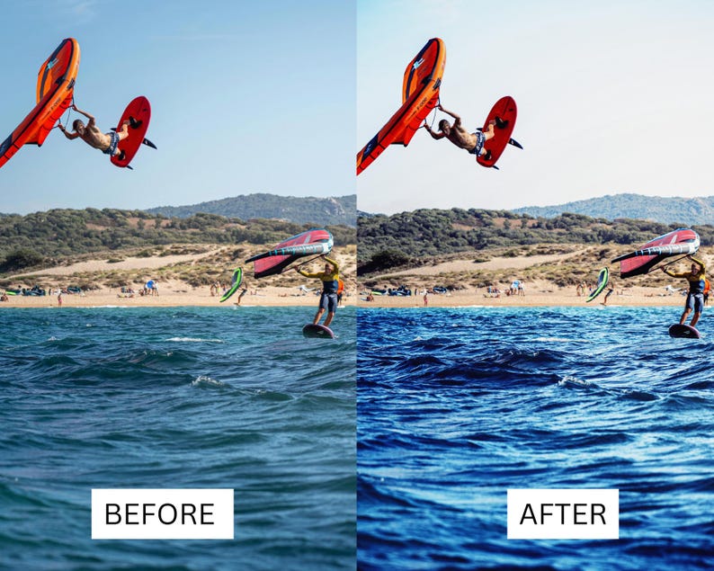 60 Water Sports LUTs | Ocean Cinematic Color Grading for GoPro, CapCut & Premiere Pro | Surfing, Kitesurfing, Waves LUT Pack image 7