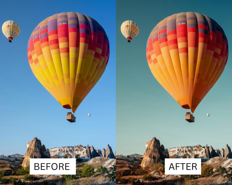 40 Cappadocia Cinematic LUTs | Golden Hour & Sunrise Color Grading for Premiere Pro, CapCut, DaVinci Resolve | Hot Air Balloon Film Look image 2