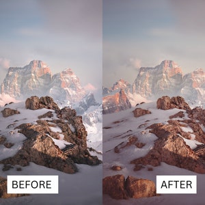 50 vinterfilmiska LUT-paket | Färggraderings-LUT:er för snö och alpina landskap för Premiere Pro, CapCut, DaVinci Resolve | Förinställningar för filmutseende bild 4