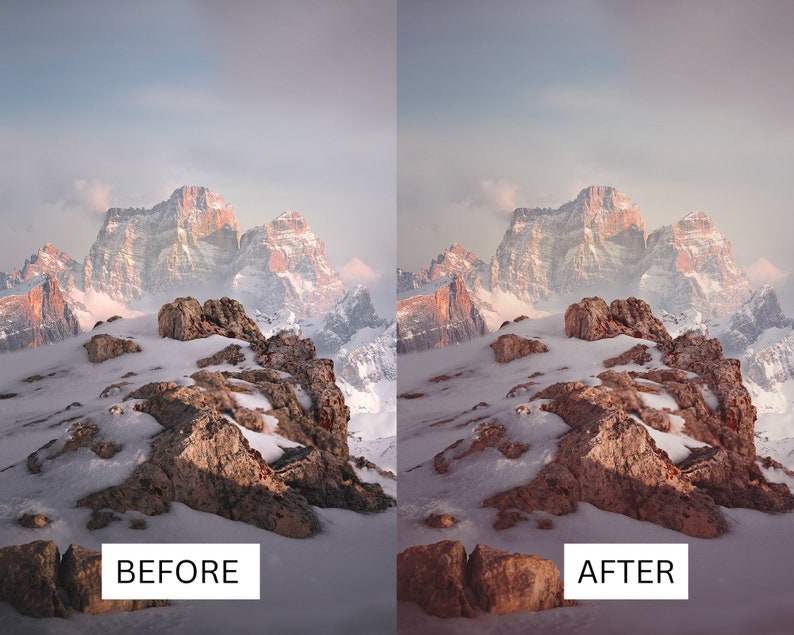 50 vinterfilmiska LUT-paket | Färggraderings-LUT:er för snö och alpina landskap för Premiere Pro, CapCut, DaVinci Resolve | Förinställningar för filmutseende bild 4